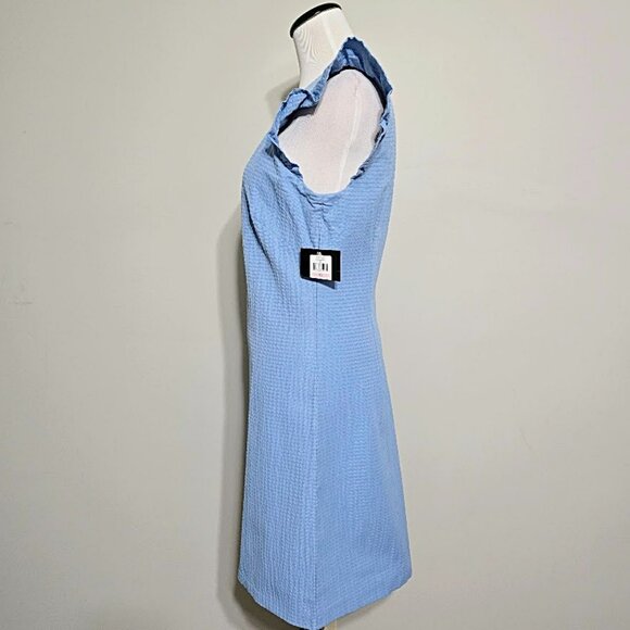 Nwt JH Blue Dress 10 Womens Ruffle Sleeve Feminine Casual Classic Preppy Shift - Picture 5 of 14